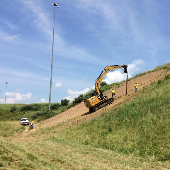 Geopier SRT Plate Pile sytem being installed on the OH-30W to OH-23S Interchange.